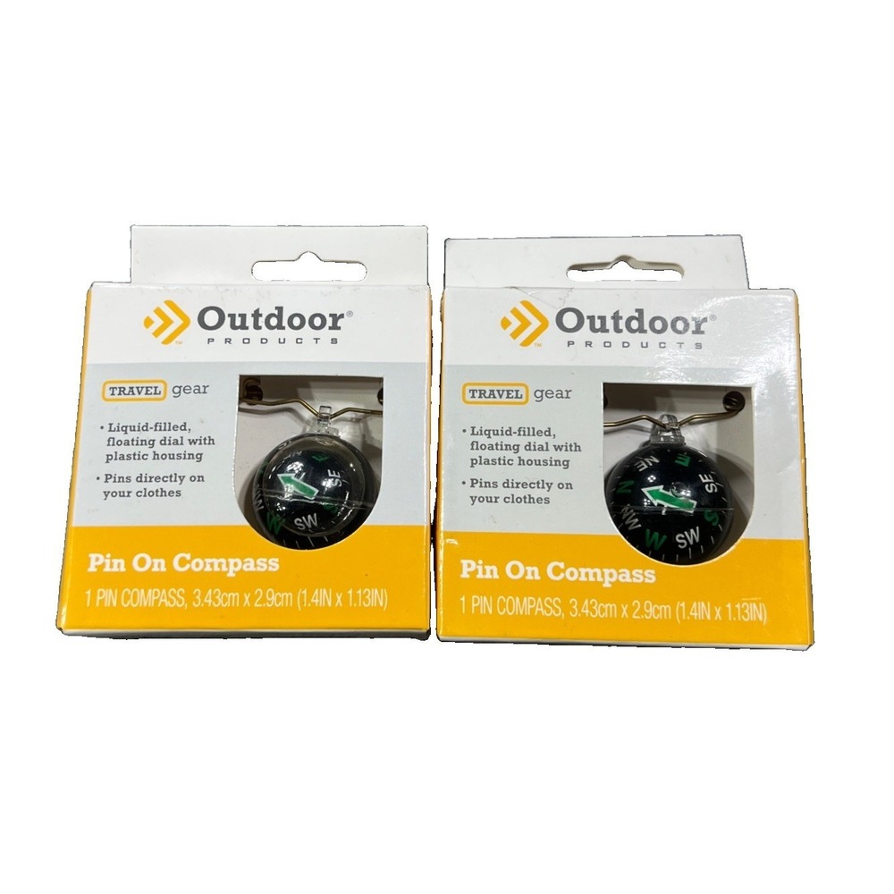 Outdoor Pin On Compass Liquid Fill Camp Navigation Hiking Survival Lot of 2 NEW